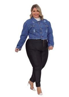 Imagem do Jaqueta Jeans Feminina Plus Size Azul