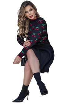 Blusa Cereja Feminina Manga Longa - comprar online