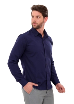 Camisa Manga Longa Slim Marinho na internet