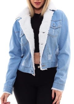 Jaqueta Jeans Cropeed Pelúcia - Reale Moda Mix - Sua moda, seu estilo, sua escolha!
