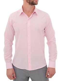 Camisa Social Masculina Slim Rosa