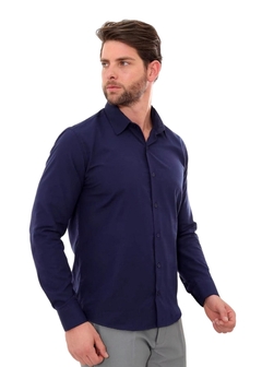 Camisa Manga Longa Slim Marinho - Reale Moda Mix - Sua moda, seu estilo, sua escolha!