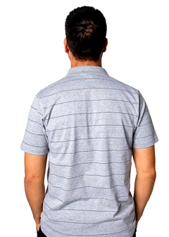 Camisa Polo Masculina Listrada Cinza - comprar online