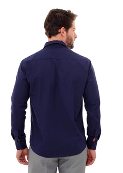 Camisa Manga Longa Slim Marinho - comprar online