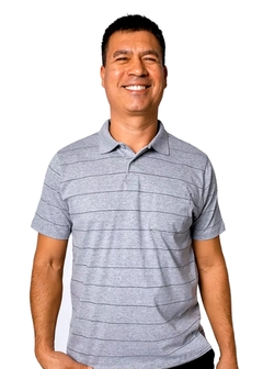 Camisa Polo Masculina Listrada Cinza