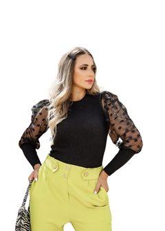 Blusa Tule Manga Longa Luxo na internet