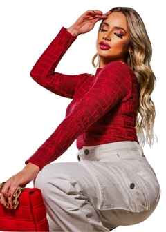 Blusa Manga Longa Tricot Tijolinho - Reale Moda Mix - Sua moda, seu estilo, sua escolha!