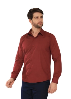 Camisa Social Masculina Slim Vinho - Reale Moda Mix - Sua moda, seu estilo, sua escolha!