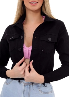 Jaqueta Feminina Cropped Sarja Preta - Reale Moda Mix - Sua moda, seu estilo, sua escolha!