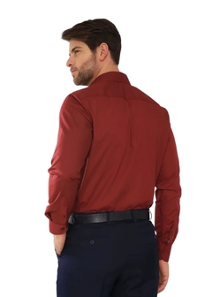 Camisa Social Masculina Slim Vinho na internet