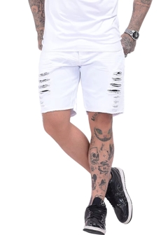 Bermuda Jeans Curta Rasgada Casual - comprar online