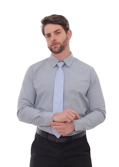 Camisa Social Masculina Slim Cinza