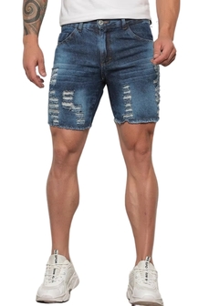 Bermuda Jeans Curta Rasgada Casual - Reale Moda Mix - Sua moda, seu estilo, sua escolha!