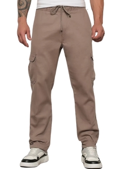 Calça Jogger Sarja Cargo Masculina Casual