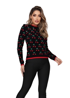 Blusa Cereja Feminina Manga Longa na internet