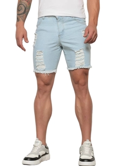 Bermuda Jeans Curta Rasgada Casual - loja online