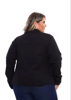 Jaqueta Jeans Feminina Plus Size Preta - comprar online