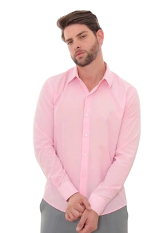 Camisa Social Masculina Slim Rosa - Reale Moda Mix - Sua moda, seu estilo, sua escolha!