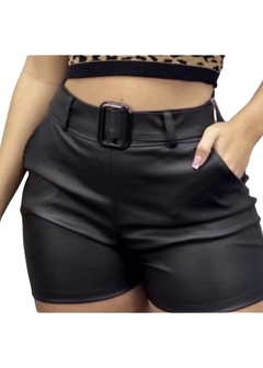 Shorts Couro Cirre Preto Com Cinto - loja online