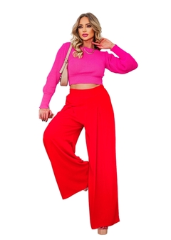 Cropped Manga Longa Liso Tricot na internet