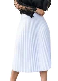Saia Midi Plissada Crepe