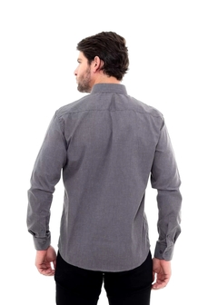 Camisa Social Masculina Linho Chumbo na internet