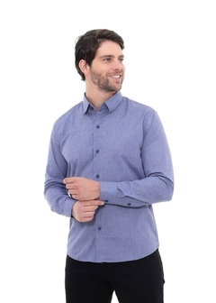 Camisa Social Masculina Linho Cobalto - comprar online