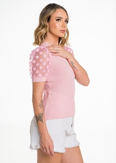 Blusa Tule Manga Curta Elegante - Reale Moda Mix - Sua moda, seu estilo, sua escolha!