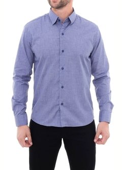 Imagem do Camisa Social Masculina Linho Cobalto