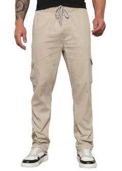 Calça Jogger Sarja Cargo Masculina Casual