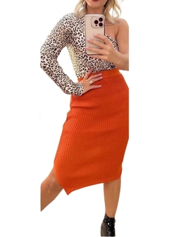 Saia Tricot Fenda Lateral - Reale Moda Mix - Sua moda, seu estilo, sua escolha!