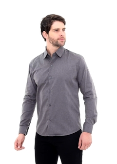 Camisa Social Masculina Linho Chumbo - loja online