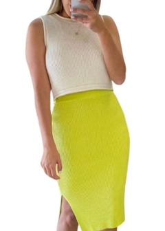 Saia Tricot Fenda Lateral