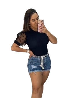 Blusa Tule Manga Curta Elegante - loja online