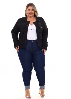 Imagem do Jaqueta Jeans Feminina Plus Size Preta