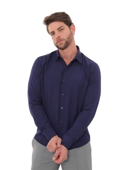 Camisa Social Masculina Slim Marinho - Reale Moda Mix - Sua moda, seu estilo, sua escolha!