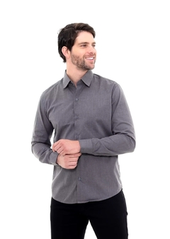 Camisa Social Masculina Linho Chumbo - Reale Moda Mix - Sua moda, seu estilo, sua escolha!