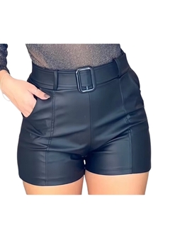 Imagem do Shorts Couro Cirre Preto Com Cinto