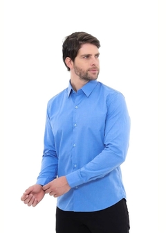 Camisa Social Masculina Premium Azul - Reale Moda Mix - Sua moda, seu estilo, sua escolha!