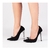 Scarpin Verona Nobuck Preto Salto Alto Laço e Strass confortável melvie