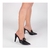 Scarpin Mule Preto Salto Alto com Fivela Dourada