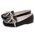 Mocassim Napa Preto com Laço Off white Versátil - comprar online