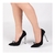 Scarpin Verona Nobuck Preto Salto Alto Laço e Strass confortável melvie