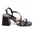 Sandália Preta Salto Grosso 7cm Strass Cristal