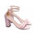 Sandália Rosa Salto Bloco e Tiras Trançadas - Melvie  - scarpin, botas, sandálias para todos os estilos!