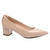Scarpin Bege Salto Bloco Baixo Confort Class Elegance