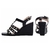 Sandália Anabela Preto Fivela Spikes Dourados - comprar online