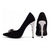 Scarpin Verona Nobuck Preto Salto Alto Laço e Strass confortável melvie