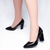 Scarpin Preto Salto Bloco Alto Class Elegance