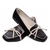 Mocassim Napa Preto com Laço Off white Versátil